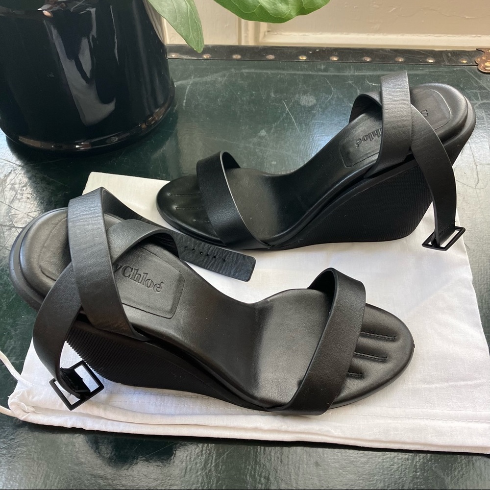 SEE BY CHLOE Calf Wedge High Sandals Leather